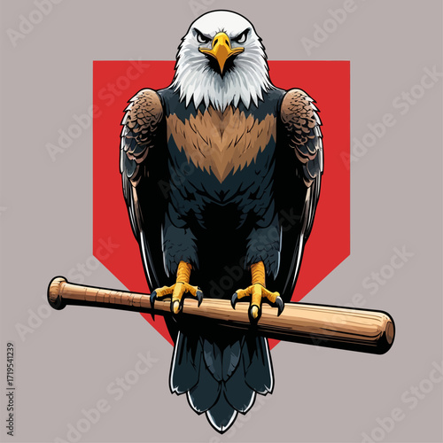 vector eagle carrying a baseball bat