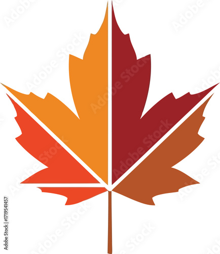 Geometric canadian maple leaf icon autumn colors symbol autumnal nature design element autumnal graphic element symbolism vector