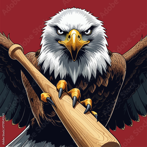 vector eagle carrying a baseball bat