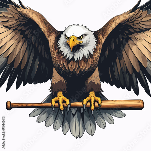 vector eagle carrying a baseball bat