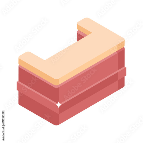 Modern isometric icon of corporate reception desk