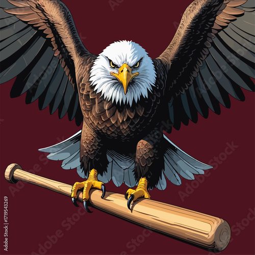 vector eagle carrying a baseball bat