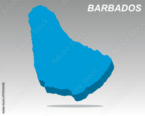 A clean, trending 3D isometric vector map of Barbados. This popular graphic of the Barbados country outline is ideal for presentations, news, and travel themed designs about Barbados
