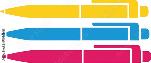 Vibrant ballpoint pens stacked collection office supply writing instrument stationery isolated on white vector