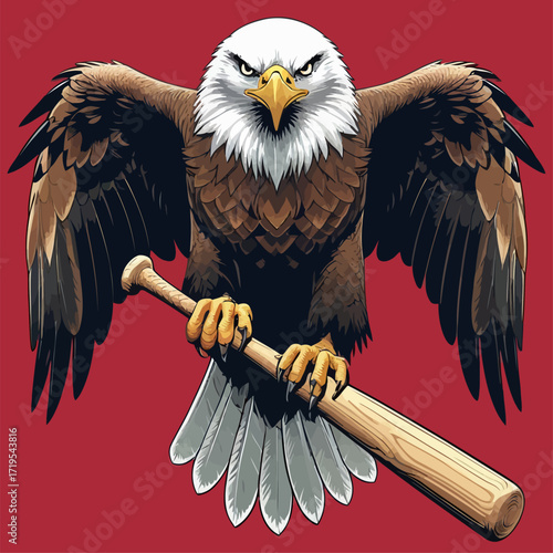 vector eagle carrying a baseball bat