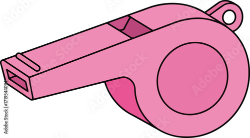 Bright pink plastic whistle object sports referee signal communication sound tool isolated studio vector