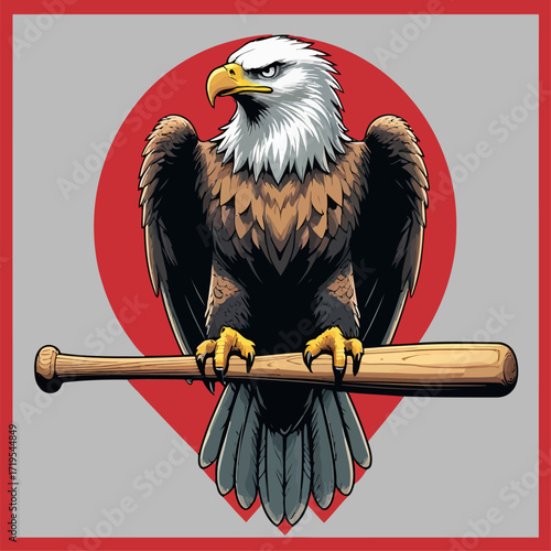 vector eagle carrying a baseball bat