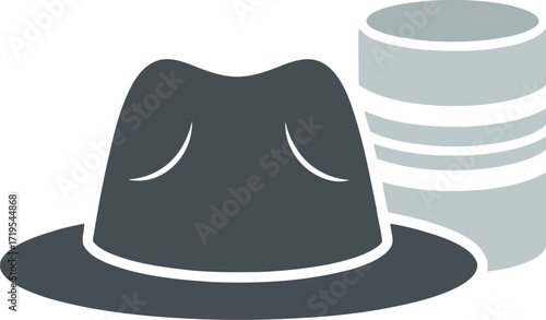 Detective hat and stack of coins icon for mystery investigation and financial crime concepts vector