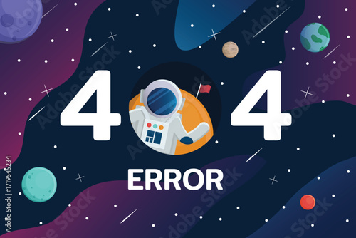 Error 404 Astronaut in Space - Page Not Found