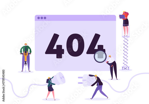Error 404 Page Not Found Illustration with People