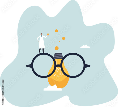 Experiment new creative idea, research to discover and invent new product, entrepreneurship mindset or business analysis .about a man and his life.