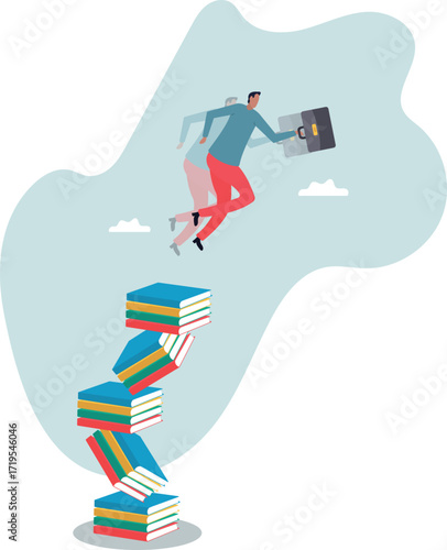 Education or knowledge, challenge to read books or study new skill, wisdom or intelligence for career opportunity.about a man and his life.