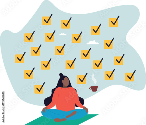 Work focus, concentration to complete tasks, efficiency or productivity success, multitasking, organize or planning to finish work .about a man and his life.