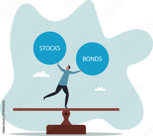 Stocks vs bonds in investment asset allocation, risk assessment portfolio or expected return in long term mutual funds,about a man and his life.