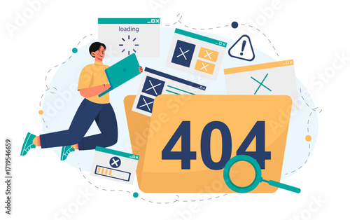 Error 404 page not found vector illustration