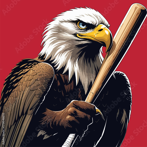 vector eagle carrying a baseball bat