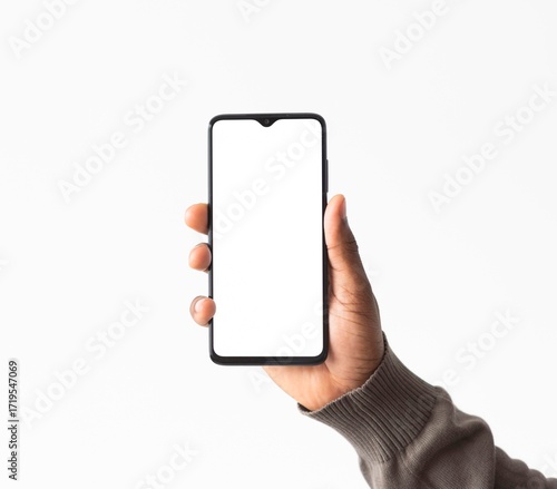 Hand Holding Smartphone with Blank Screen
