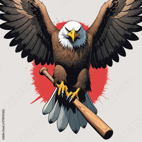 vector eagle carrying a baseball bat