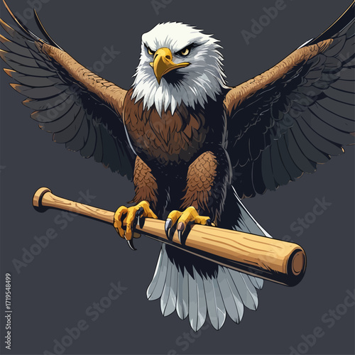 vector eagle carrying a baseball bat