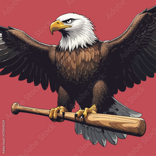 vector eagle carrying a baseball bat