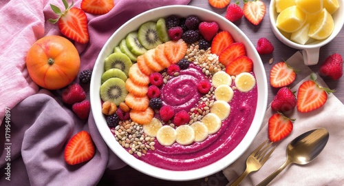 Delicious and Healthy Fruit Smoothie Bowl.