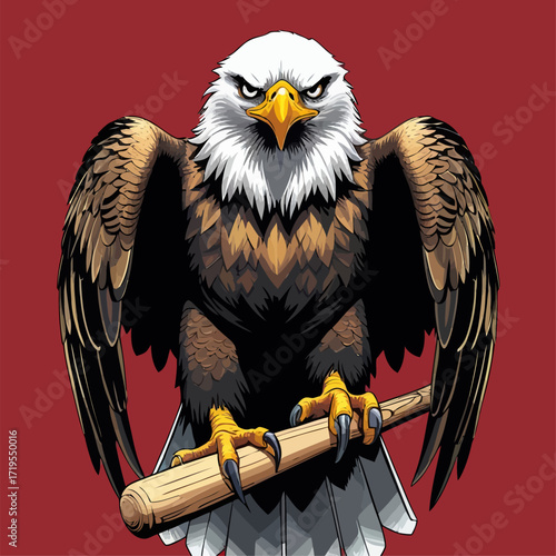 vector eagle carrying a baseball bat