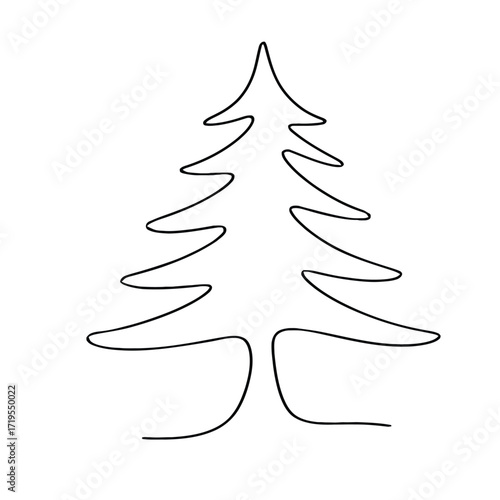 “Minimalist Christmas Tree Line Art – Simple Evergreen Outline Vector”