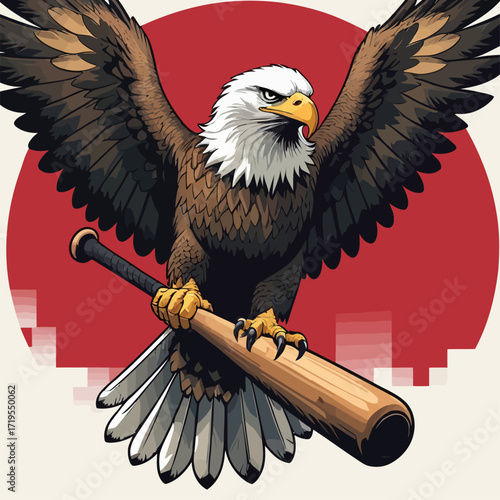 vector eagle carrying a baseball bat