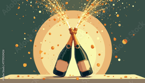 Festive Toast with Sparkling Wine Burst