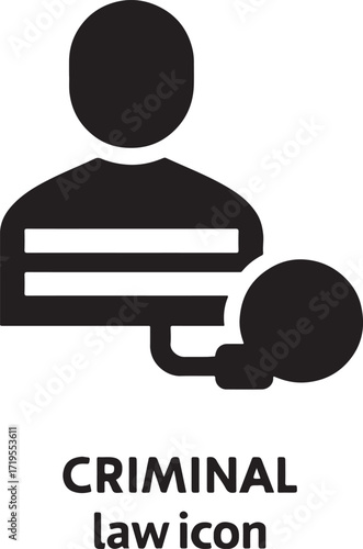 Silhouette of a criminal law icon, representing legal justice, court cases, and crime defense.