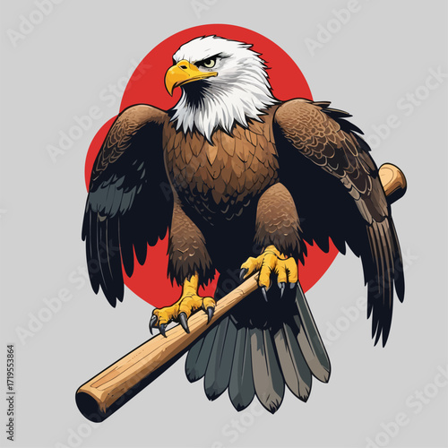 vector eagle carrying a baseball bat