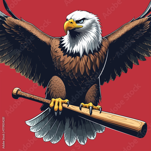 vector eagle carrying a baseball bat