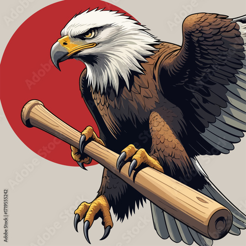 vector eagle carrying a baseball bat