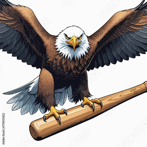 vector eagle carrying a baseball bat