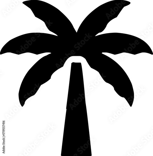 Palm Tree Silhouette Vector Illustration in Black. 