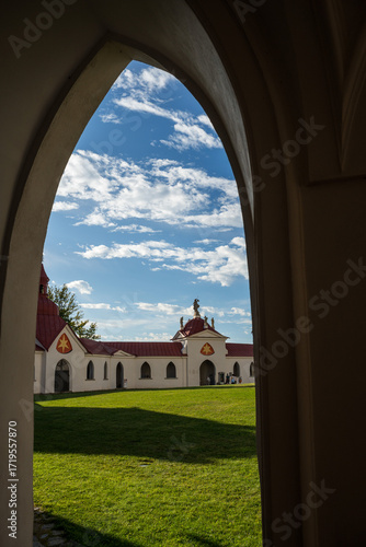 Church of St. John of Nepomuk at Zelená Hora in Žďár nad Sázavou on a clear autumn day