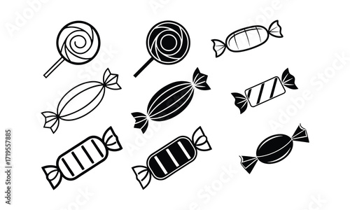 various candies and chocolate pieces Silhouette