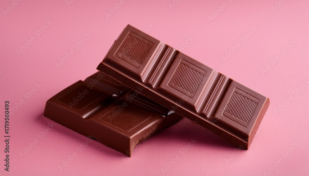 Fototapeta premium Dark Chocolate On Pink Background