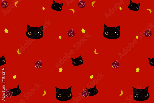 seamless pattern with cats and birds on pastel color background. perfect design for fabric, embroidery, printing, texture, textile, wallpaper, background, decoration, nursery room, ornament