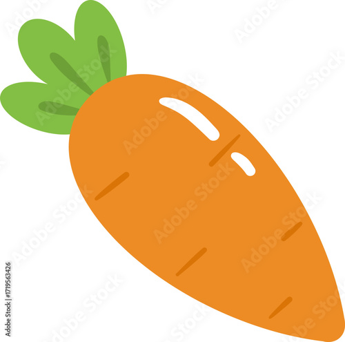 cute orange carrot vegetable food with leaf vector cartoon illustration