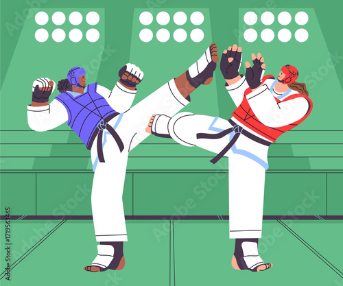 Hand Drawn Flat Competition for Taekwondo Kick