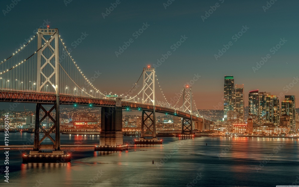 Fototapeta premium a beautiful night view of a bridge 