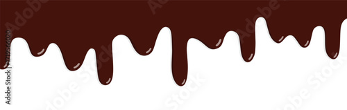 Melt flowing down chocolate on white background, melted chocolate.
