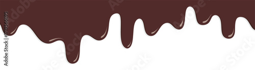 Chocolate melted dripping on white background.