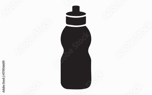 Black silhouette of a sports water bottle with a cap