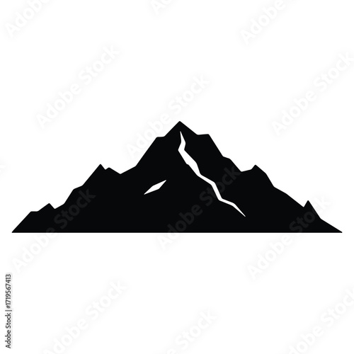 Majestic mountain range silhouette against white background landscape nature outdoor