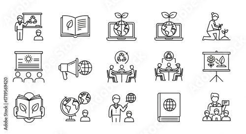 Sustainable Development Icon Set Environmental Awareness and Earth's Preservation Visuals