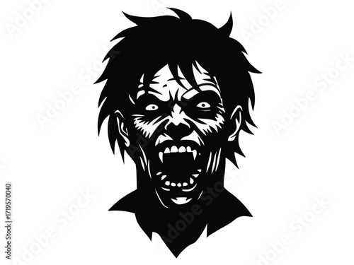 zombie face silhouette icon design on white background