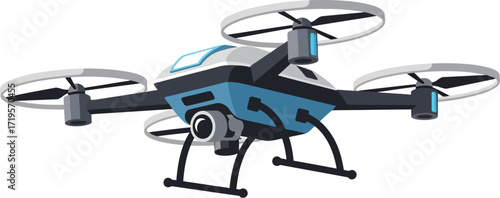 Modern drone with camera poised for aerial photography and surveillance