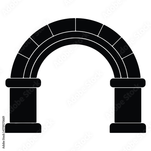 Stone Archway Silhouette Medieval Structure Decorative Portal Illustration